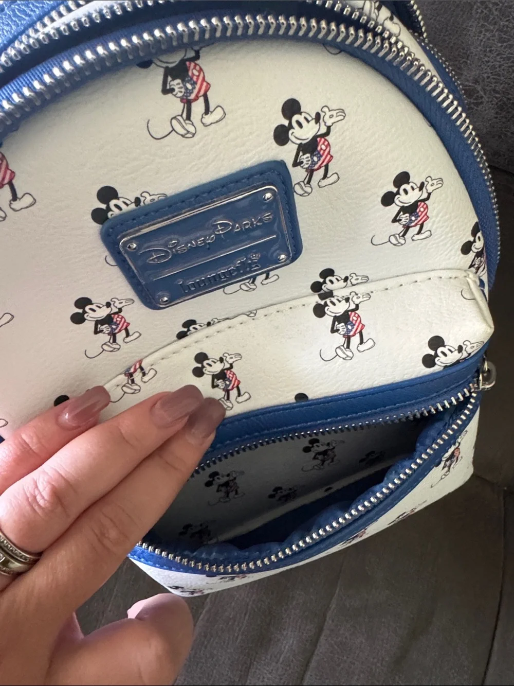 Loungefly White, Blue & Red Mickey Mouse Mini Backpack
